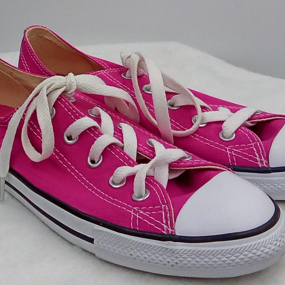 Womens Converse All Star Canvas Sneakers Womens Pink With White Laces Sz 7